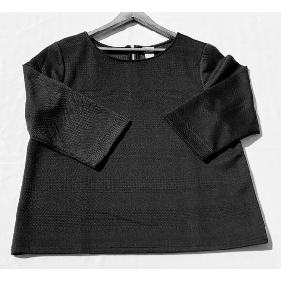CHICO’S Women’s Black Blouse w/3/4 Length Sleeve Exposed Back Zipper Chico Size2 - Picture 11 of 12